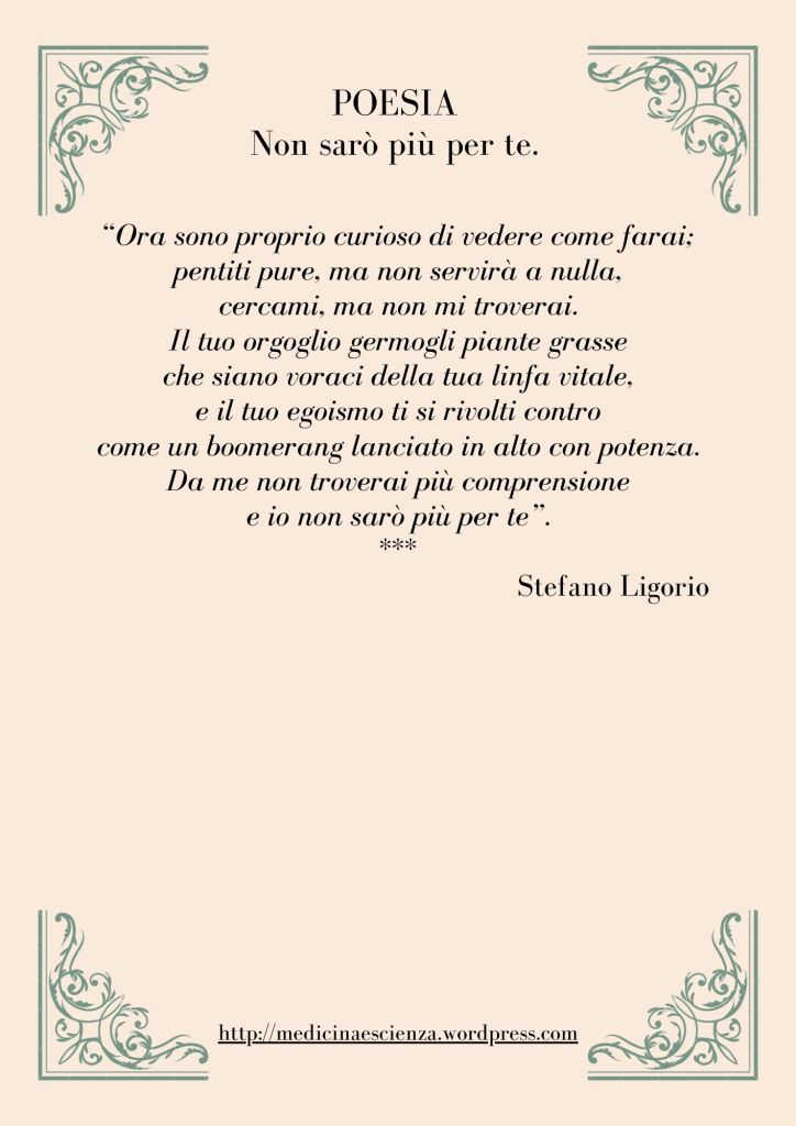 Poesie di Stefano Ligorio – Non sarò più per te.