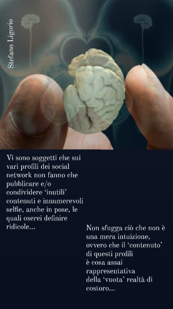 Aforisma di Stefano Ligorio – Social network e ivi rappresentazione della ‘vuota’ realtà di taluni.
